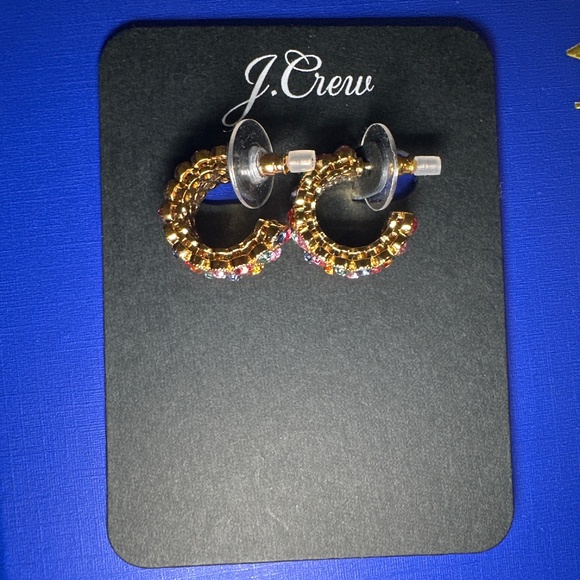 J. Crew Jewelry - J.Crew multicolor crystal bezel hoop earring NWT